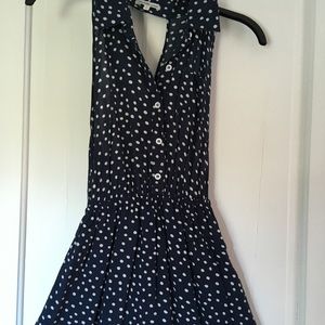 Navy blue polka dotted dress